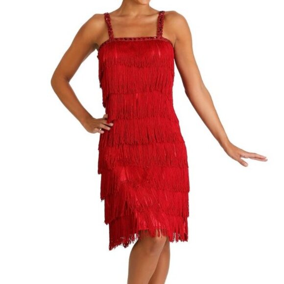 Fun Costumes Size XL Red Fringe Flapper Dress Life of a Showgirl 1920's Gatsby - Picture 1 of 16
